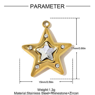 304 Stainless Steel Rhinestone Pendants STAS-OY009-96G-1
