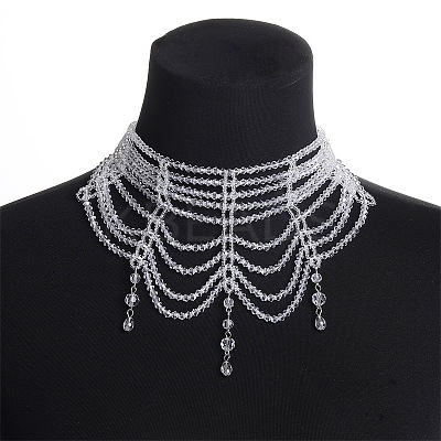 Bohemian Style Glass Multi Layered Choker Necklaces for Women FS-WG32393-02-1