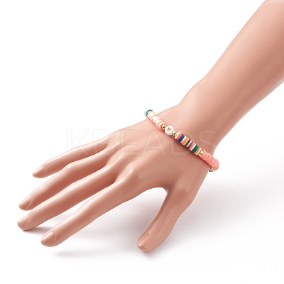 Polymer Clay Heishi Beads Stretch Bracelets BJEW-JB05708-01-1
