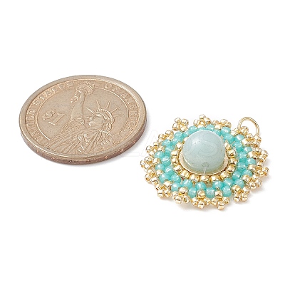 Natural Amazonite Flat Round Pendants PALLOY-MZ00135-01-1