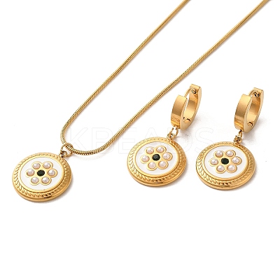 Ion Plating(IP) Flower Golden 304 Stainless Steel Enamel Jewelry Set SJEW-H306-07G-01-1