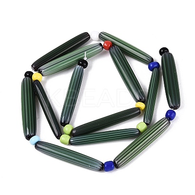 Handmade Millefiori Glass Lampwork Strip Beads Strands LA-N047-01G-1