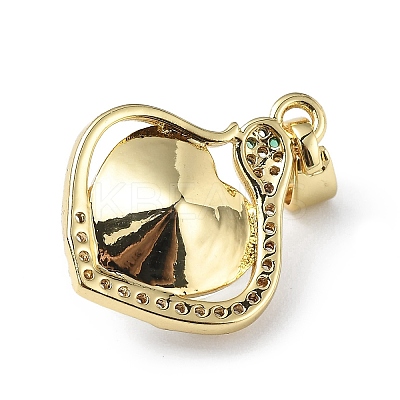 Real 18K Gold Plated Rack Plating Brass Micro Pave Clear Cubic Zirconia Pendants KK-C015-16G-06-1
