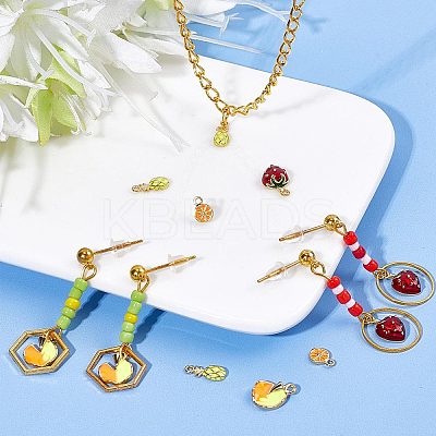 16Pcs 4 Style Brass Enamel Pendants FIND-CN0001-25-1