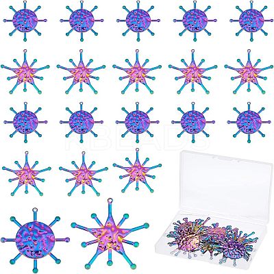 20Pcs 2 Style Rainbow Color Iron Pendants IFIN-FH0001-57-1