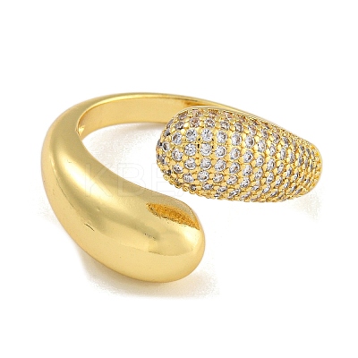 Brass Micro Pave Cubic Zirconia Cuff Rings for Women RJEW-P127-11G-1