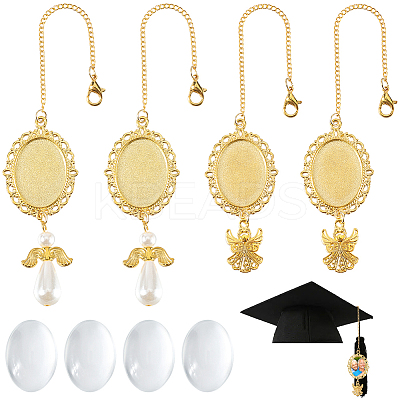 Acrylic & Alloy Graduation Cap Pendant Decorations HJEW-SP00005-1