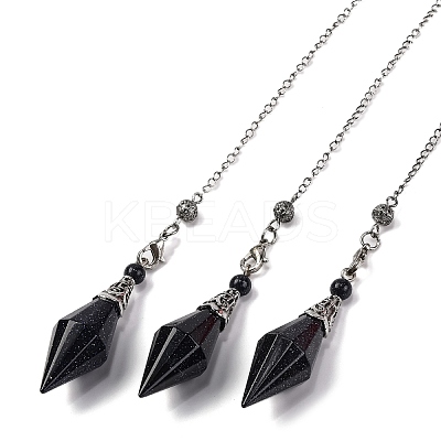 Natural & Synthetic Gemstone Rhombus Faceted Poined Dowsing Pendulums G-Q184-05AS-1