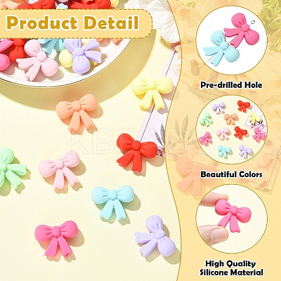 32Pcs 8 Colors Bowknot Silicone Focal Beads SIL-CJ0003-24-1