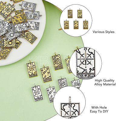 40Pcs 10 Styles Tibetan Style Alloy Pendants FIND-DC0004-51-1