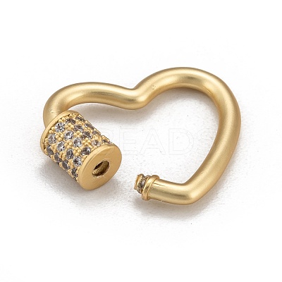 Brass Micro Pave Cubic Zirconia Screw Carabiner Lock Charms ZIRC-G160-23G-1