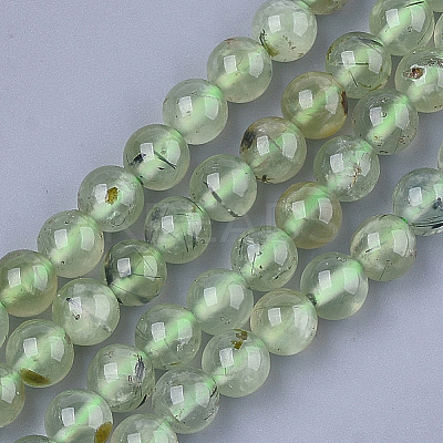 Natural Prehnite Beads Strands X-G-S333-6mm-032-1