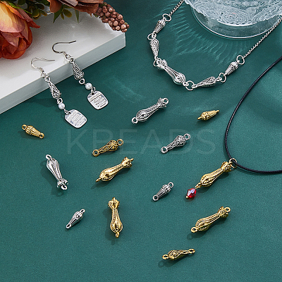 60Pcs 6 Styles Tibetan Style Zinc Alloy Connector Charms FIND-FH0009-83-1