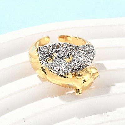 Brass Micro Pave Cubic Zirconia Rings RJEW-D307-04G-C-1
