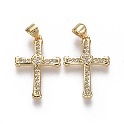 Brass Micro Pave Cubic Zirconia Pendants ZIRC-F115-04G-1