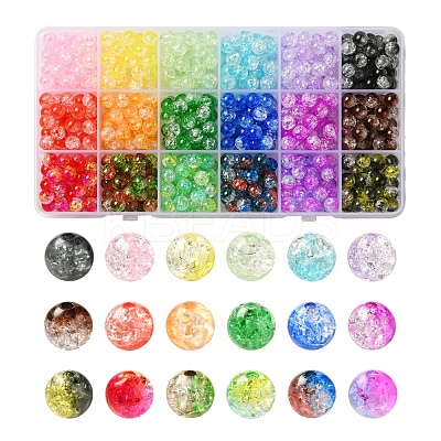 594pcs 18 Colors Transparent Crackle Acrylic Beads CACR-YW0001-04-1