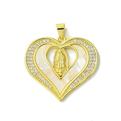 Real 18K Gold Plated Brass Micro Pave Cubic Zirconia Pendants KK-H472-14G-02-1