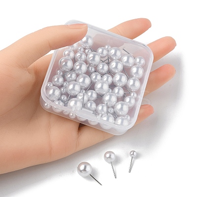 60Pcs 3 Size Grade A Plastic Imitation Pearl Stud Earrings for Women EJEW-YW0001-09-1