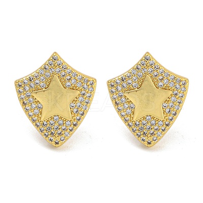 Rack Plating Brass Micro Pave Clear Cubic Zirconia Stud Earrings EJEW-I313-18B-G-1