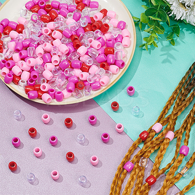 360Pcs 6 Colors Plastic European Beads KY-NB0001-65-1