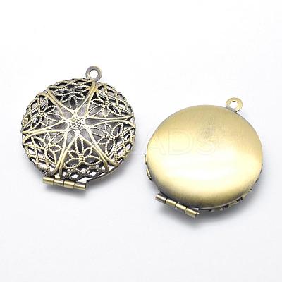 Brass Diffuser Locket Pendants KK-F717-26AB-NR-1