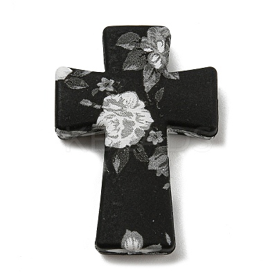 Cross with Flower Silicone Focal Beads X-SIL-G006-02G-1