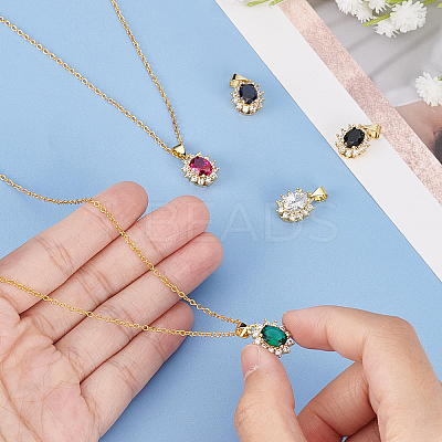 5Pcs 5 Colors Brass Micro Pave Cubic Zirconia Charms KK-FH0003-24-1