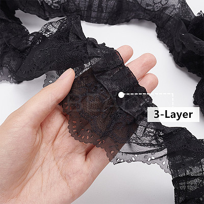10 Yards 3-Layer Pleated Chiffon Flower Lace Trim OCOR-BC0005-27B-1