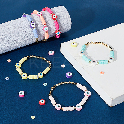 DIY Heishi Bracelet with Evil Eye Making Kit DIY-SC0018-96-1