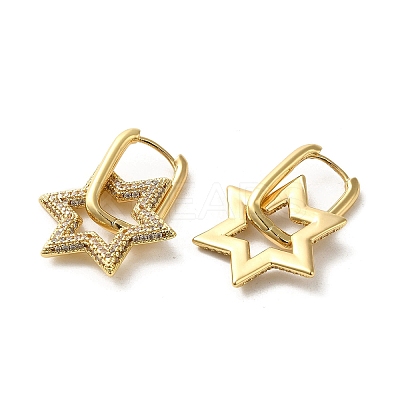 Golden Brass Micro Pave Cubic Zirconia Dangle Hoop Earrings EJEW-C073-03B-G-1