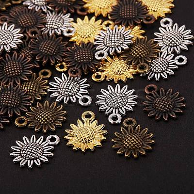 80Pcs 4 Colors Tibetan Style Alloy Pendants FIND-SZ0001-84-1