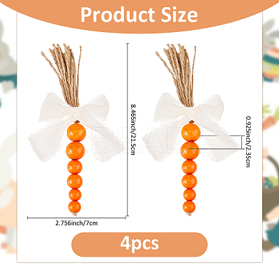 4Pcs Wooden Beaded Carrots for Easter Table Tiered Tray Decoration AJEW-FH0005-65A-1