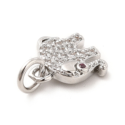 Rack Plating Brass Micro Pave Cubic Zirconia Charms KK-K270-17P-1
