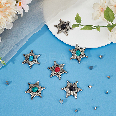 16 Sets 4 Colors Alloy Coin Screwback Rivets FIND-CP0002-65B-1