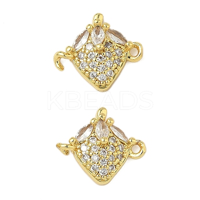 Brass Pave Clear Cubic Zirconia Fruit Connector Charms KK-Z109-01G-01-1