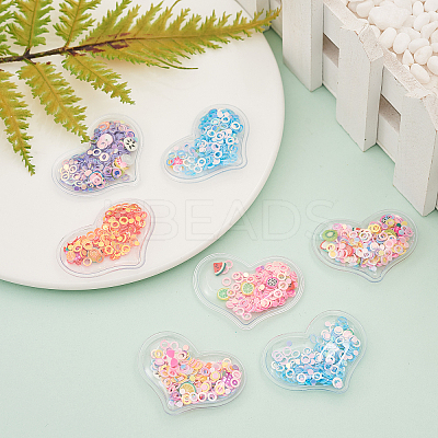 60Pcs 6 Colors Quicksand Sequin Plastic Cabochons KY-CJ0001-41-1