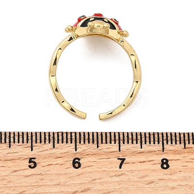 Brass Enamel Adjustable Open Cuff Rings for Women RJEW-I111-01G-07-1