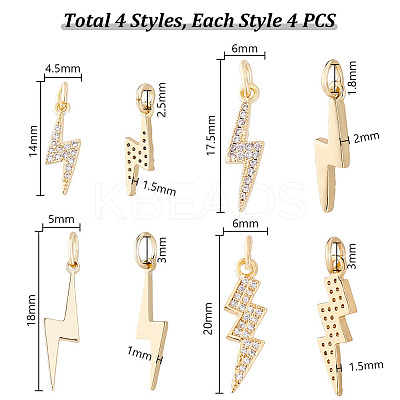16Pcs 4 Styles Brass Pendants KK-GA0001-74-1