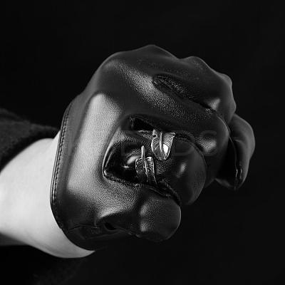 Fashionable Unisex 316L Surgical Stainless Steel Feather Cuff Rings RJEW-BB09945-8-1