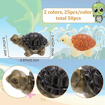 50Pcs 2 Colors Miniature Resin Mini Tortoise Display Decorations AJEW-CP0005-47-1