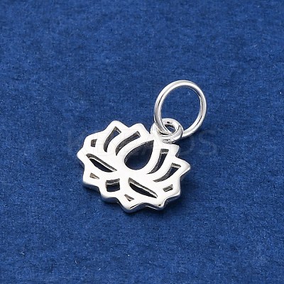 925 Sterling Silver Hollow Lotus Flower Charms STER-D301-01S-1