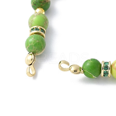 Natural Dyed Imperial Jasper Round Beaded Bracelet Making KK-F892-24G-1