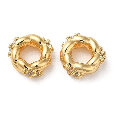 Brass Micro Pave Cubic Zirconia Beads KK-P239-29A-G-1