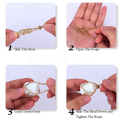 3Pcs Brass Braided Macrame Pouch Empty Stone Holder for Pendant Necklaces Making NJEW-SZ0001-67G-1