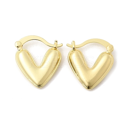 Heart Brass Hoop Earrings EJEW-P333-04G-1