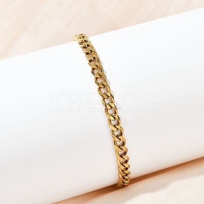 201 Stainless Steel Cuba Chian Bracelet for Men BJEW-B138-07G-1