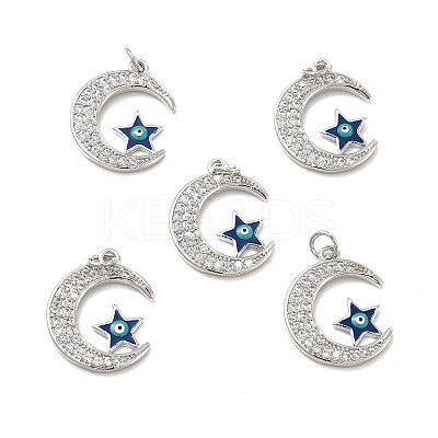 Brass Micro Pave Cubic Zirconia Pendants KK-E068-VB422-1