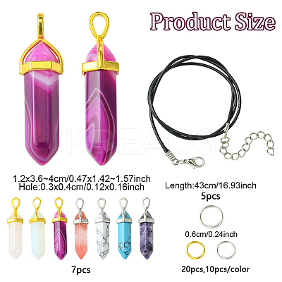 DIY Bullet Natural & Synthetic Gemstone Necklace Jewelry Making Kits DIY-YW0012-32-1