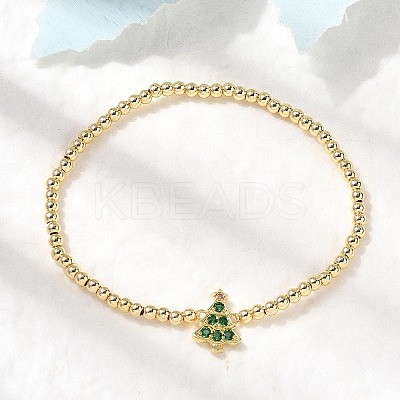 Christmas Brass Micro Pave Cubic Zirconia Link Bracelets BJEW-K289-01B-G-1