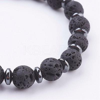 Natural Lava Rock Stretch Bracelets BJEW-JB03145-01-1
